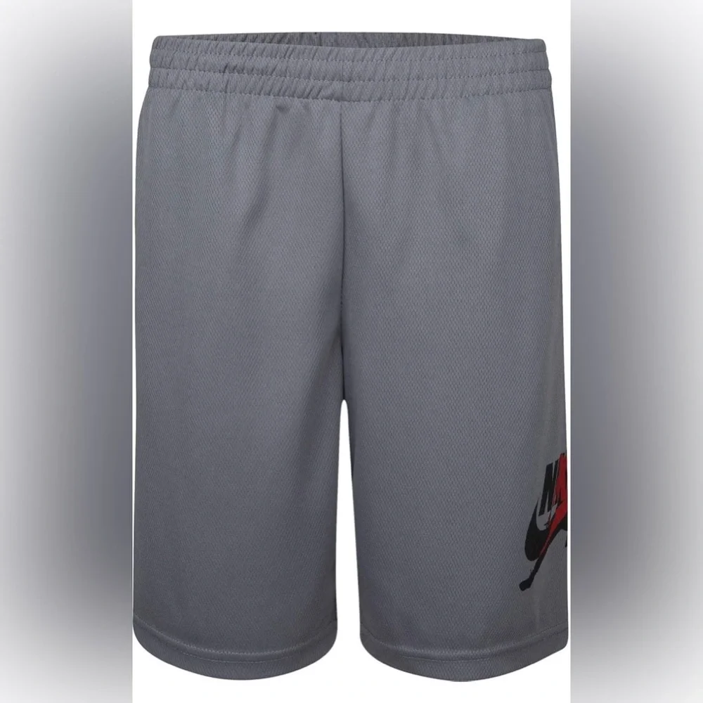 Jordan Boys Jumpman Mesh Basketball Shorts Gray Red Size Medium NWT